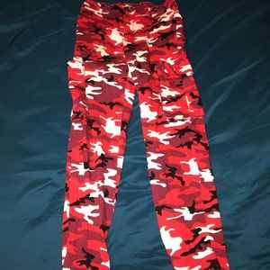 Red camo cargo pants